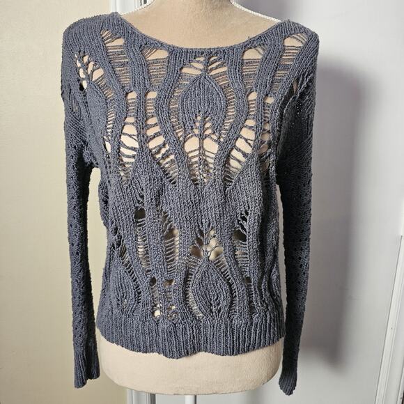 American Eagle Outfitters Sweater Open Knit Size XS Gray Grunge Goth Fairy Y2K - Picture 1 of 5